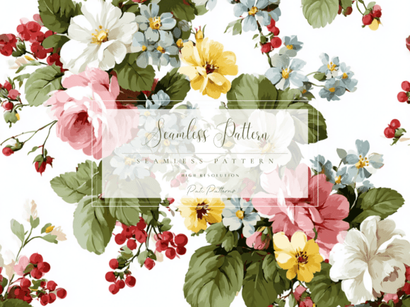 Download Vintage Floral Seamless Pattern PNG with Background - Floral Collection
