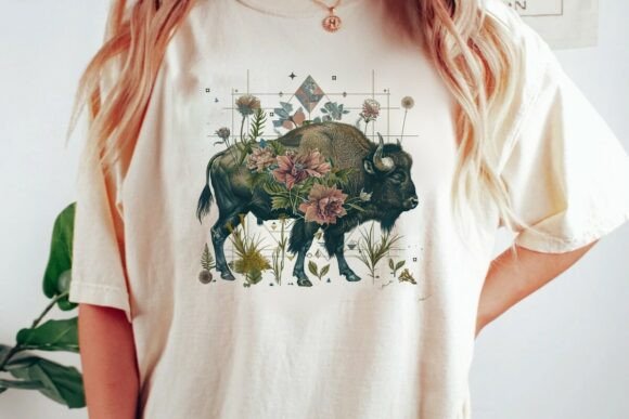 Download Floral Bison Geometric Design Png - Floral Collection