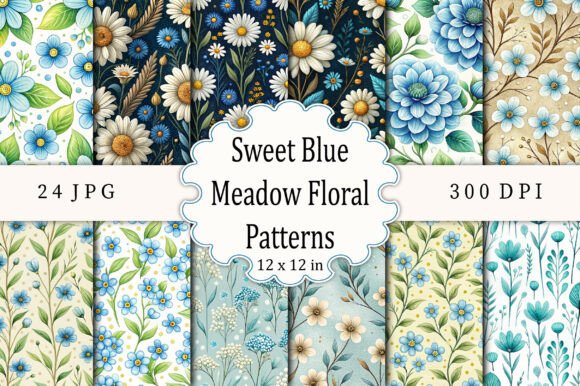 Download Sweet Blue Meadow Floral Patterns - Floral patterns Collection