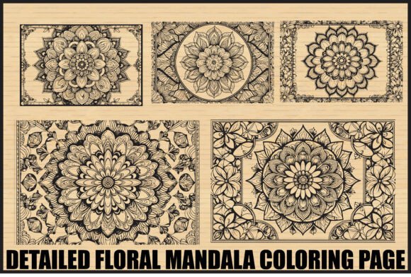 Download Elegant Floral Mandala Coloring Page Set - Floral Collection