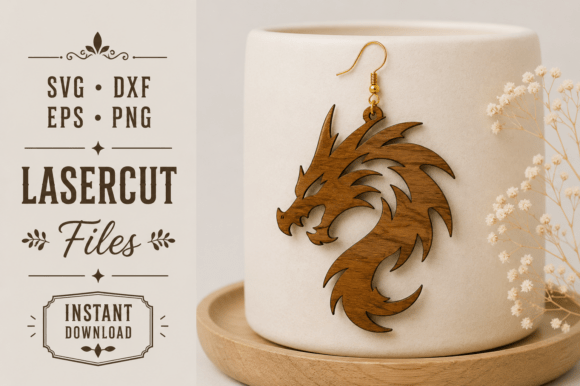 Download Dragon Earrings Wood Laser Cut SVG Files - Laser cut Collection