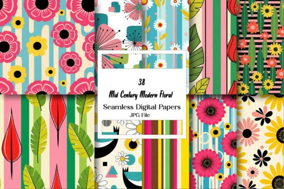 Download Mid Century Modern Floral Patterns - Floral patterns Collection