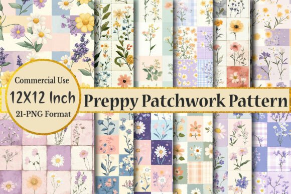Download Preppy Floral Patchwork Seamless Pattern - Floral Collection
