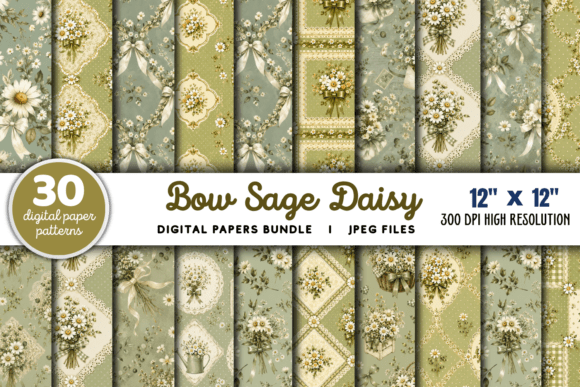 Download Bow Sage Daisy Floral Patterns Bundle - Floral patterns Collection
