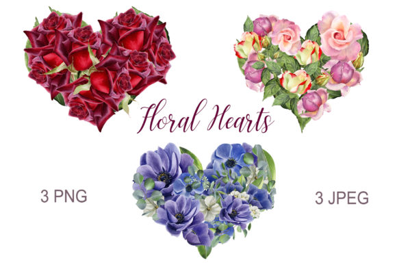 Download Floral Hearts. Watercolor Flower Clipart - Floral Collection