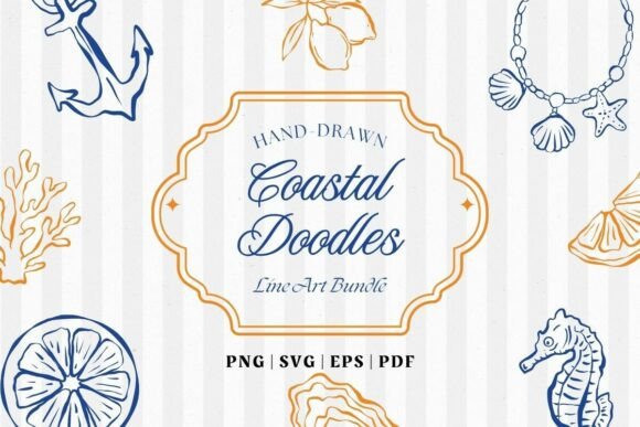 Download Coastal Line Art Clipart Bundle - Line art Collection