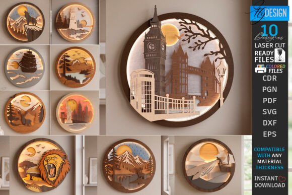 Download 3D Layered Wall Decor Laser Cut Bundle - Laser cut Collection