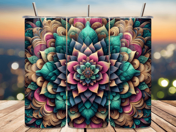 Download Boho Floral Mandala Art Tumbler Wrap - Floral Collection