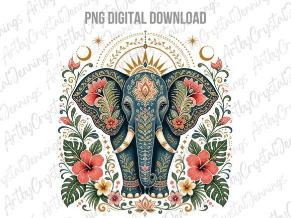 Download Floral Bohemian Floral Elephant PNG - Floral Collection