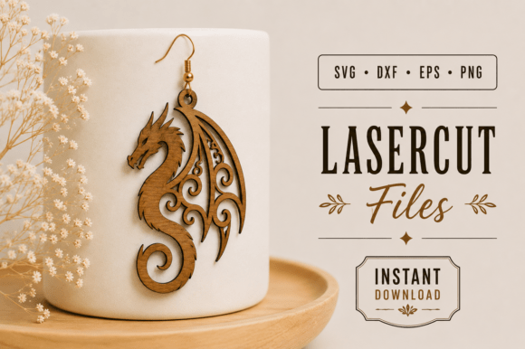 Download Dragon Earrings Wood Laser Cut SVG Files - Laser cut Collection