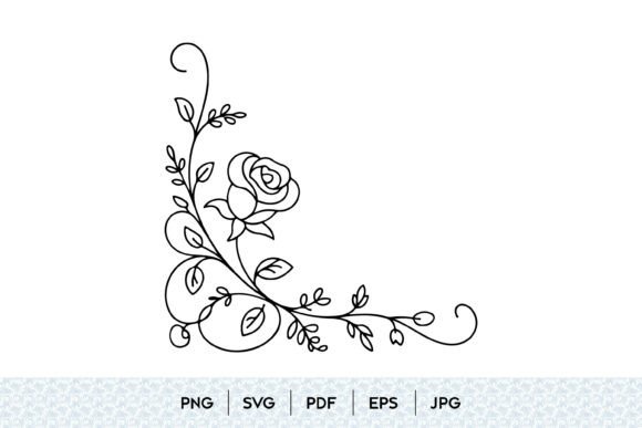 Download Rose Floral Corner Line Art - Line art Collection