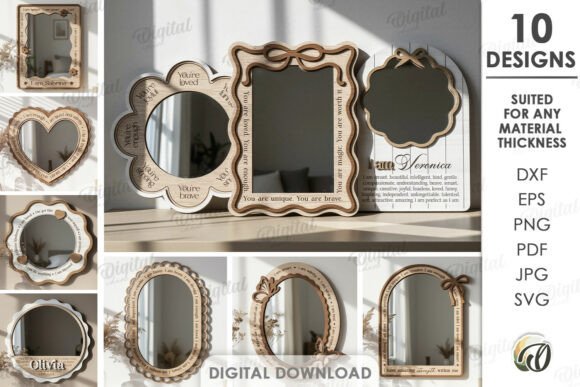 Download Affirmation Mirrors Bundle Laser Cut - Laser cut Collection