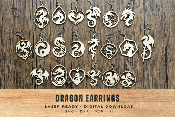 Download Wood Laser Cut Files Dragon Earrings - Laser cut Collection