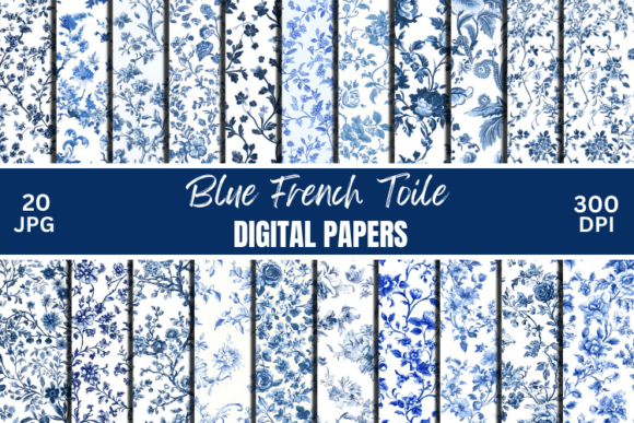 Download Tiny Blue French Toile Floral Patterns - Floral patterns Collection