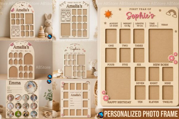 Download My First Year Photo Frame Laser Cut - Laser cut Collection